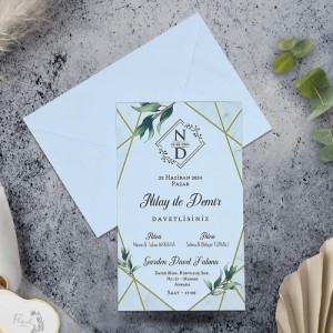 Beyaz Zarflı Modern Tasarım Davetiye