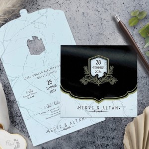 Siyah Kare Katlamalı Davetiye