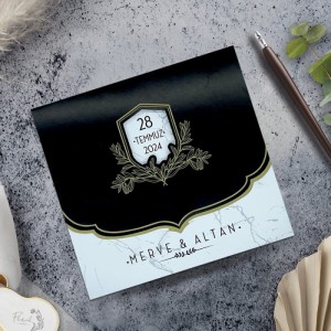 Siyah Kare Katlamalı Davetiye