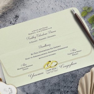 Yüzüklü Mermer Desenli Davetiye