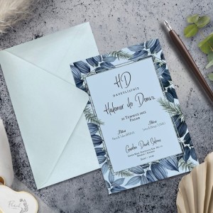 Çerçevesi Yaprak Tasarımlı Davetiye