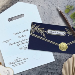 Mühür Görünümlü Yaldız Süslemeli Davetiye