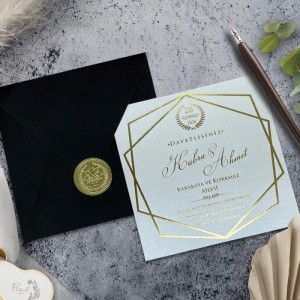 Siyah Zarflı Mühürlü Modern Davetiye