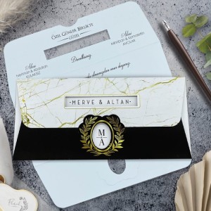 Pencereli Yaldız Süslemeli Katlamalı Davetiye