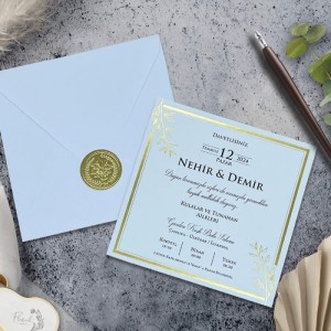 Mühürlü Çerçeveleri Yaldız Süslemeli Davetiye
