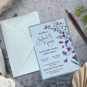 Kelebekli Çiçekli Davetiye