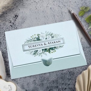 Pencereli Çiçekli Katlamalı Davetiye