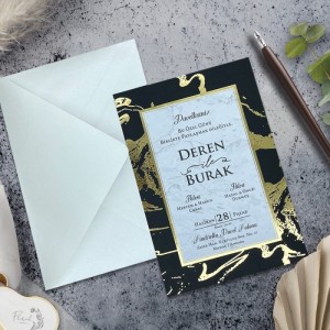 Çerçeveleri Yaldız Süslemeli Davetiye