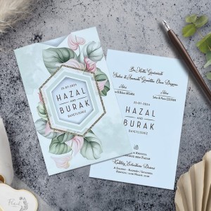 Zarfı Pencereli Çiçekli Davetiye