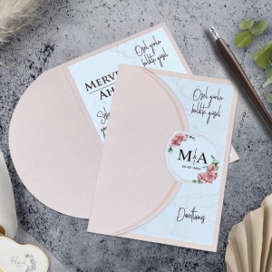 Oval Kesimli Katlamalı Davetiye