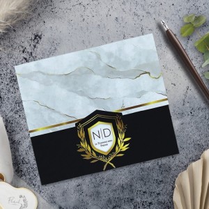 Mermer Desenli Pencereli Davetiye