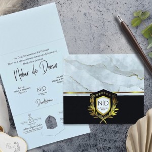 Mermer Desenli Pencereli Davetiye