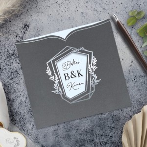 Gümüş Yaldız Süslemeli Davetiye