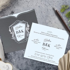 Gümüş Yaldız Süslemeli Davetiye