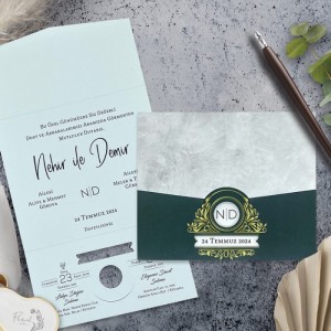 Yaldız Süslemeli Pencereli Katlamalı Davetiye