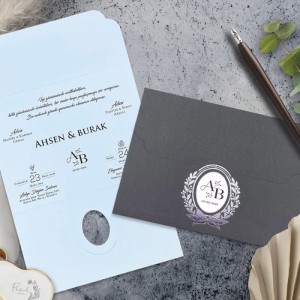 Gümüş Yaldız Süslemeli Pencereli Davetiye