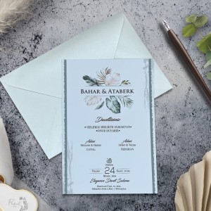 Çiçekli Dikdörtgen Zarflı Davetiye