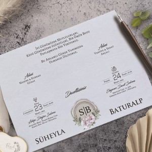 Katlamalı Sade Tasarımlı Davetiye
