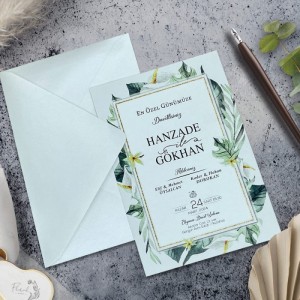 Çerçevesi Çiçekli Dikdörtgen Davetiye