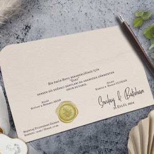 Yaprak Desenli Mühürlü Görüntülü Davetiye