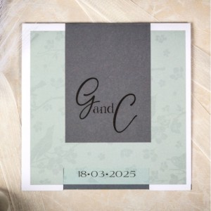 Yeşil Katlamalı Kuşlu Davetiye