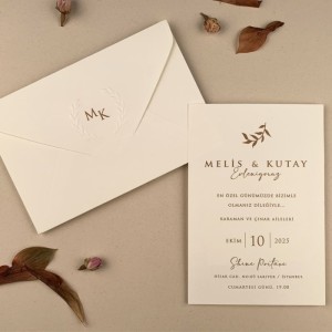 Sade Krem Rengi Davetiye