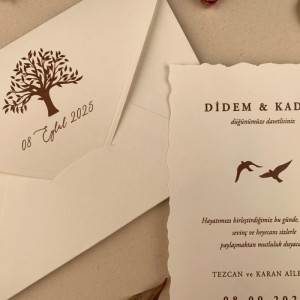Zarfı Ağaç Figürlü Davetiye