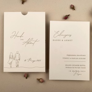 Zarfa Gelin Damat Baskılı Davetiye