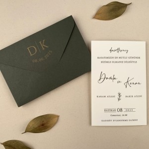 Yeşil Zarfa Baskılı Davetiye