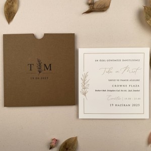 Kraft Kare Zarflı Sade Davetiye
