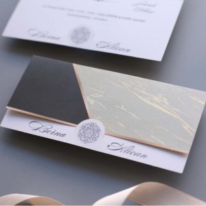 Mermer Desenli Katlamalı Davetiye