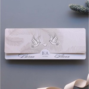 Aşık Kuşlar Katlamalı Davetiye