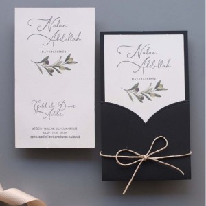 Siyah Özel Kesim Zarflı Davetiye