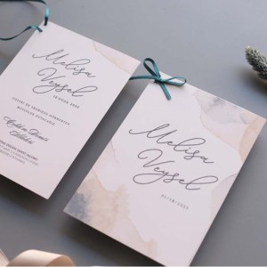 İkili Yeşil Fiyonklu Davetiye