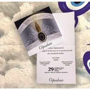 Sünnet Şapkası Tasarımlı Katlamalı Sünnet Davetiyesi