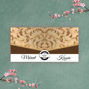 Kahverengi Altın Rengi Karışımlı Düğün Davetiyesi