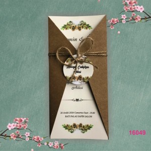 Üçgen Kesimli Kraft Zarflı Düğün Davetiyesi