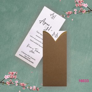 V Kesim Uzun Kraft Zarflı Düğün Davetiyesi