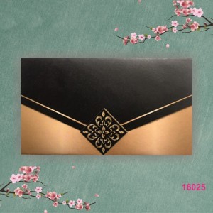 Siyah Altın Rengi Kombinli Düğün Davetiyesi