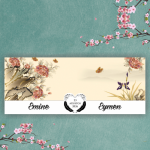 Krem Zemine Çiçek Aranjmanlı Katlamalı Düğün Davetiyesi