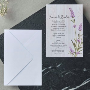 Lavanta Çiçekli Sade Zarflı Uygun Davetiye