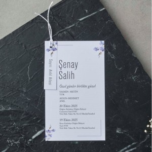 İpli Etiketli Zarfsız Tek Kart Davetiye