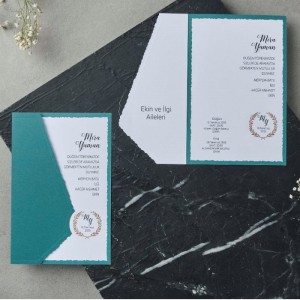 Yeşil Yandan Katlamalı Geçmeli Davetiye