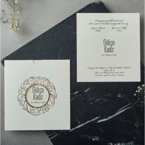 Krem Kare Pencereli Zarflı Davetiye