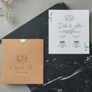 Kare Kraft Zarfa Yaldız Baskılı Davetiye