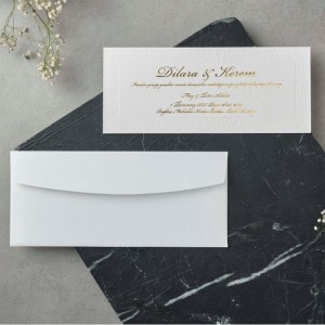 Yatay Kabartma Sade Desenli Davetiye