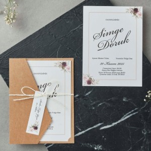 Kraft Kağıttan Özel Kesim Zarflı Davetiye