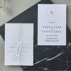 Aydınger Kağıttan Katlamalı Zarflı Sade Davetiye