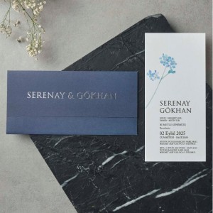 Gri Portföy Zarfa Yaldız Baskılı Davetiye