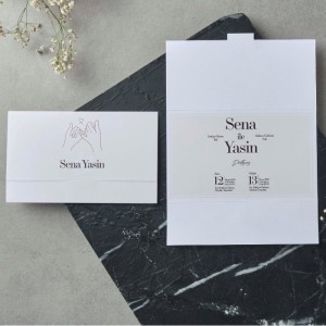 Çift Elli Kalpli Katlamalı Davetiye